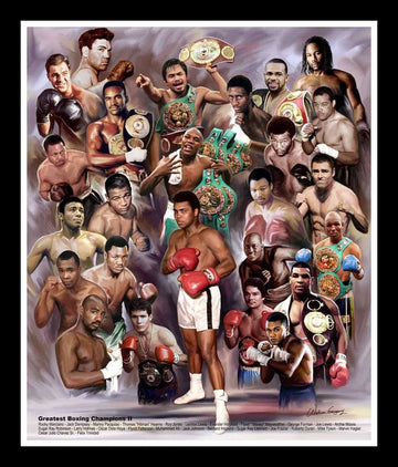 Great Boxing Champions II-Art-Wishum Gregory-11x8.5 inches-Black Frame-The Black Art Depot