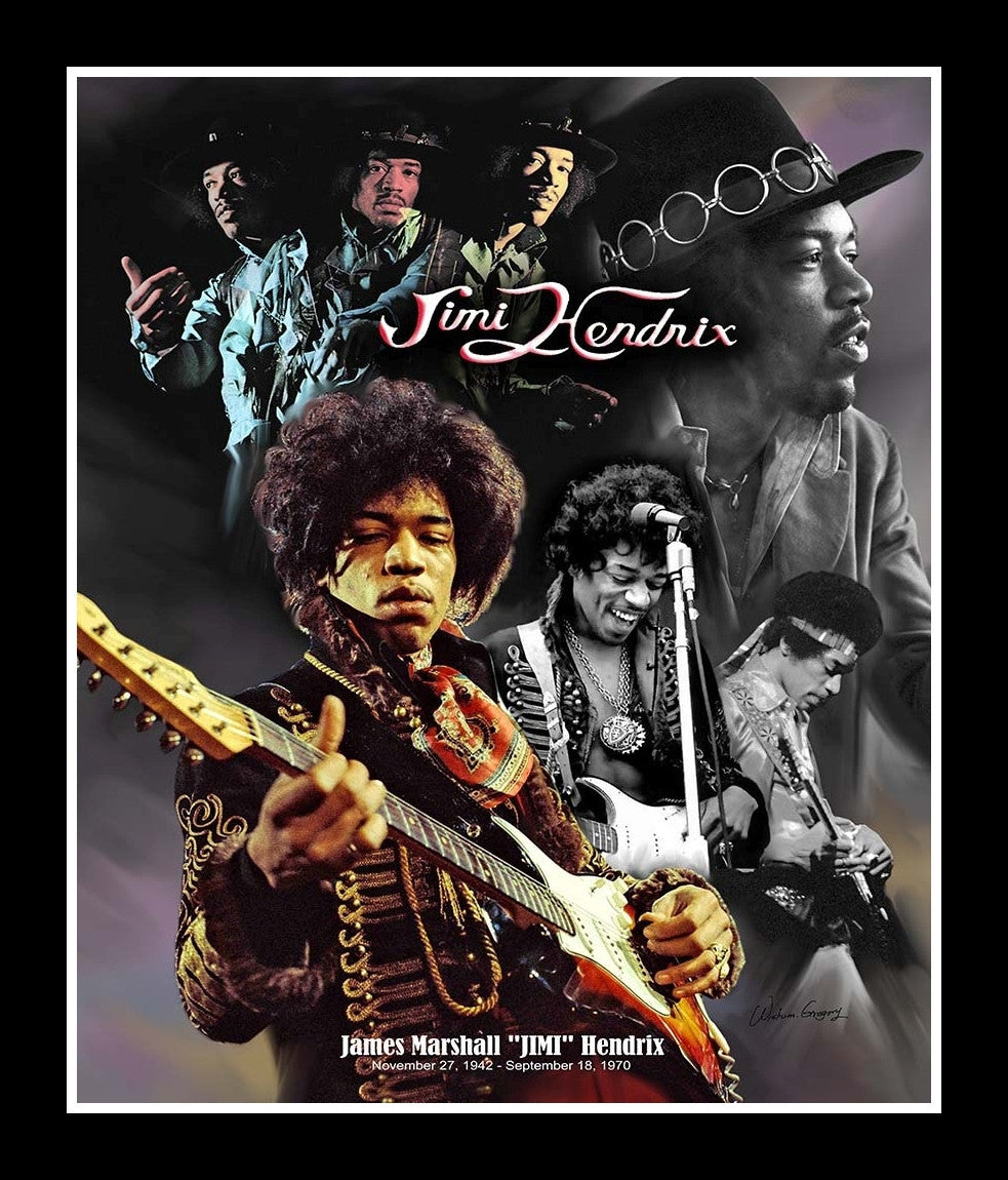 Jimi Hendrix by Wishum Gregory (Legends Series - Black Frame)