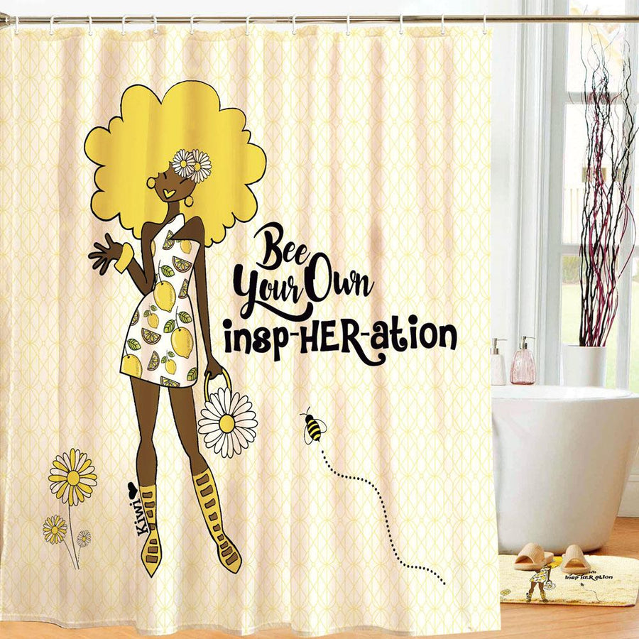 Bee Your Own insp-HER-ation: African American Shower Curtain by Kiwi McDowell