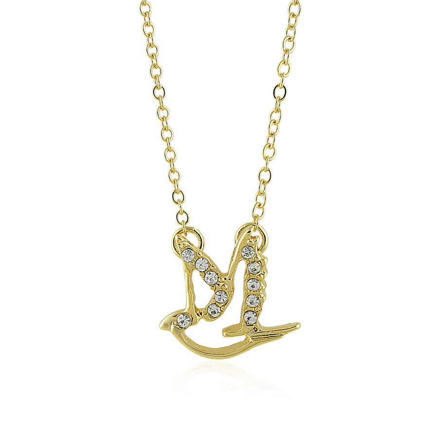 Zeta Phi Beta Sparkling Crystal Dove Pendant Necklace (Gold Toned)