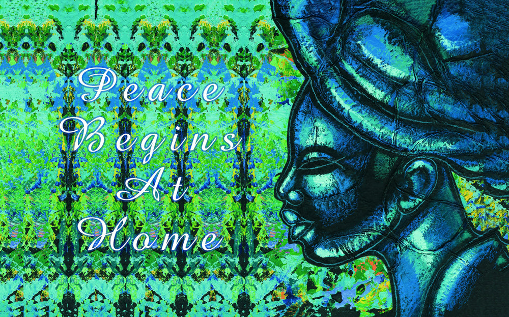 Peace Begins at Home: African American Interior Floor Mat by Larry "Poncho" Brown