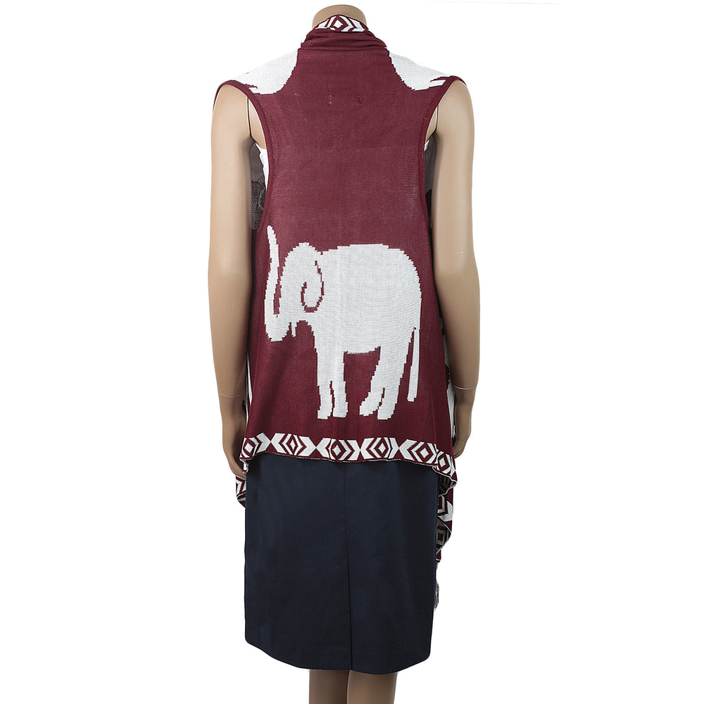 Delta Sigma Theta Inspired Crimson and Cream Elephant Fringe Vest (Back)