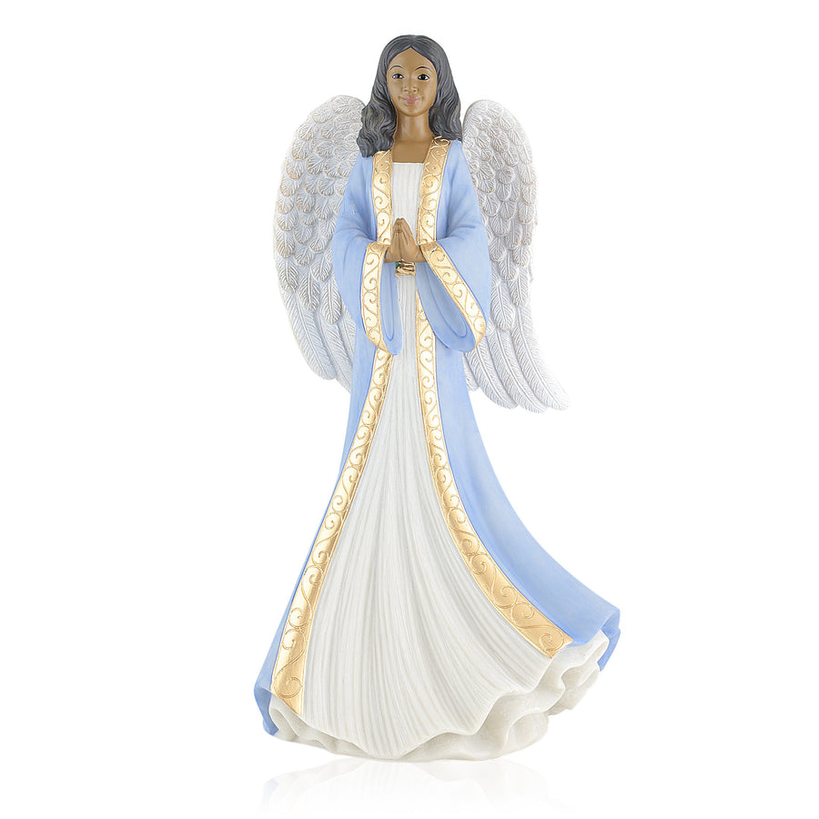 Humble Prayer (Blue): African American Angel Figurine by Positive Image Gifts