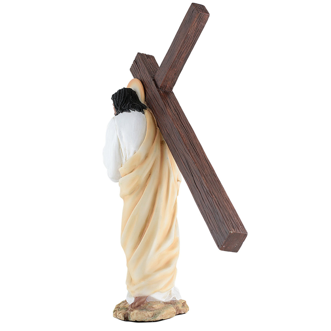 Carry the Cross: African American Jesus Figurine by UniverSoul Gifts (Rear)