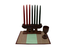 Gye Nyame Kwanzaa Kinara Celebration Set-Kwanzaa-African Heritage Collection-Celebration Set-Brown-The Black Art Depot