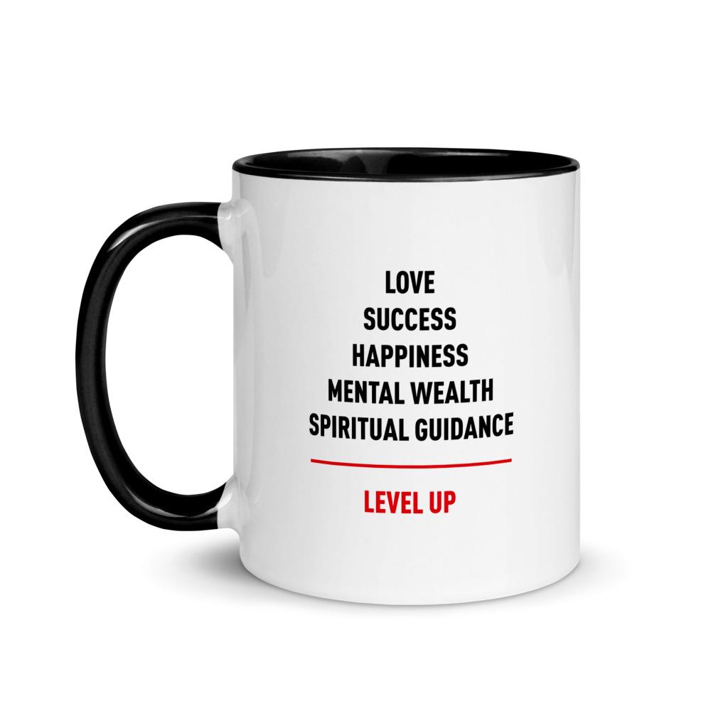 1 of 9: Level Up Ceramic Coffe/Tea Mug by RBG Forever (11 oz, White Mug, Black Handle, Left)