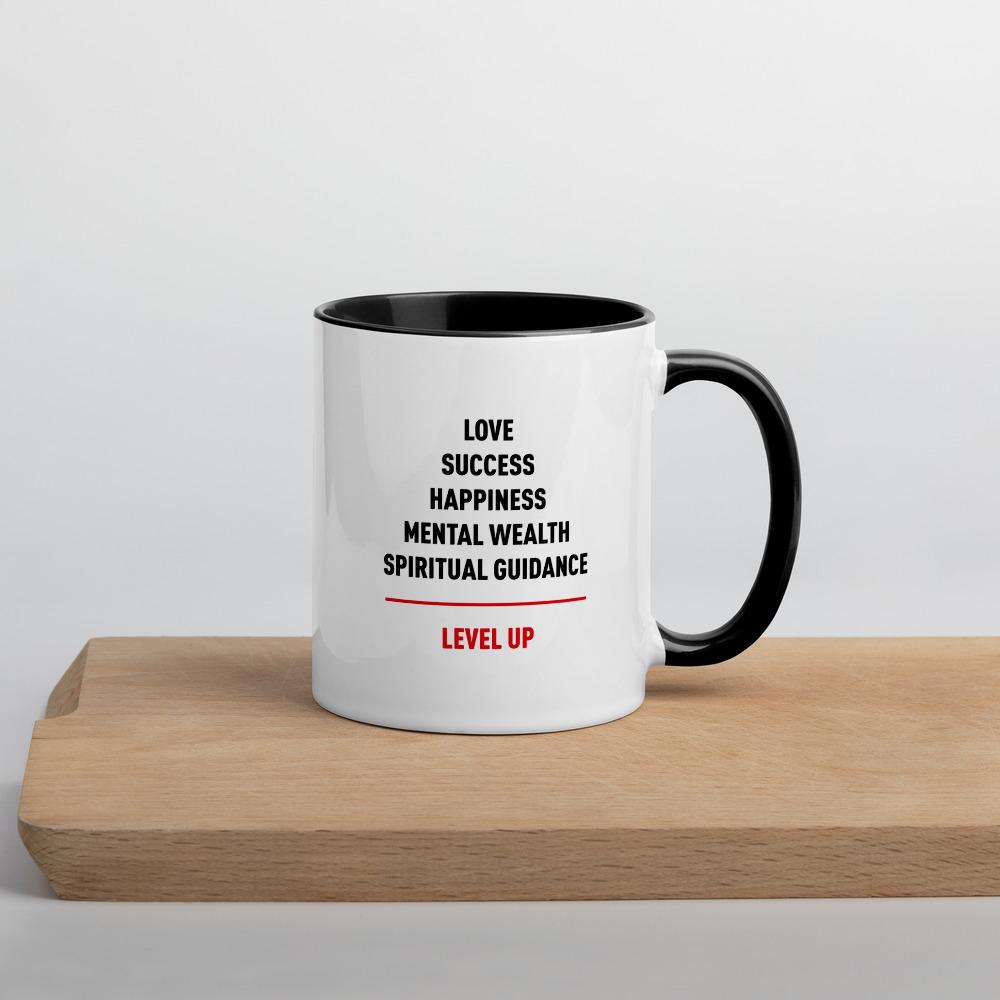 Level Up Ceramic Coffe/Tea Mug by RBG Forever (11 oz, White Mug, Black Handle, Left< Lifestyle 2)