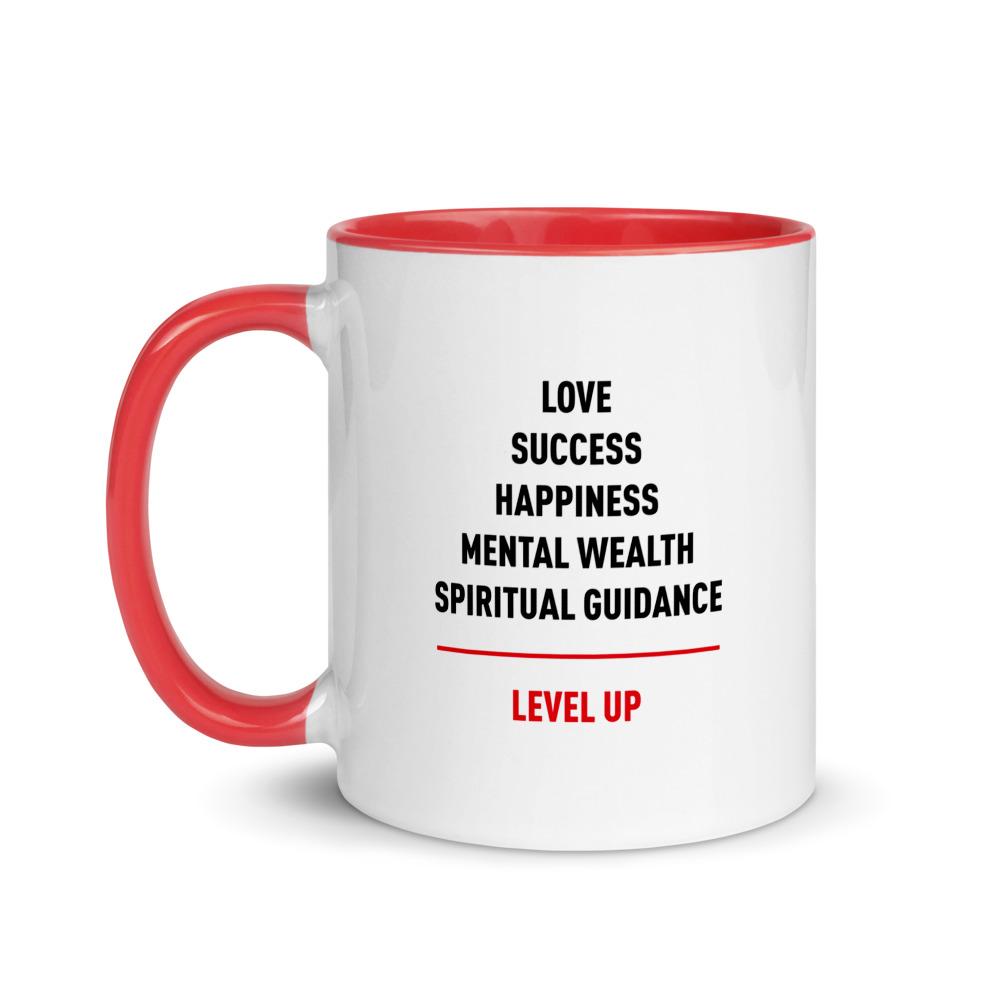 6 of 9: Level Up Ceramic Coffe/Tea Mug by RBG Forever (11 oz, White Mug, Red Handle, Left)