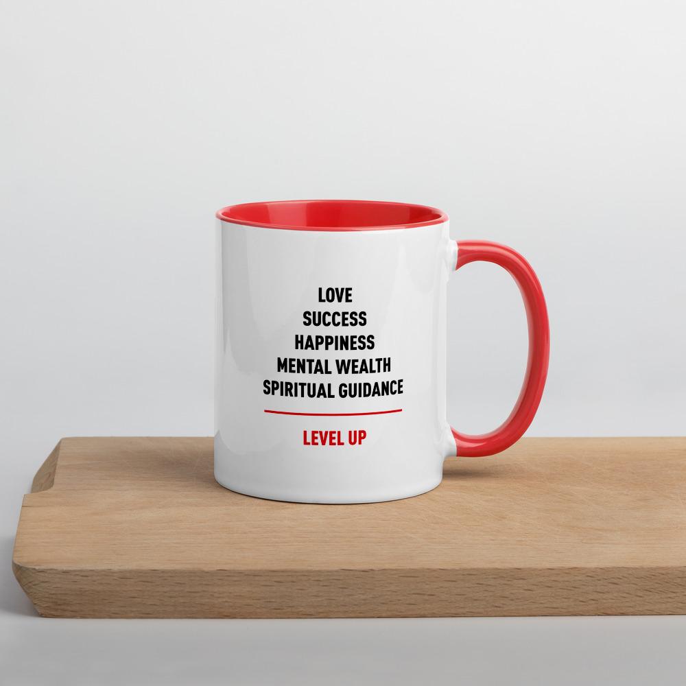 9 of 9: Level Up Ceramic Coffe/Tea Mug by RBG Forever (11 oz, White Mug, Red Handle, Right, Lifestyle 2)