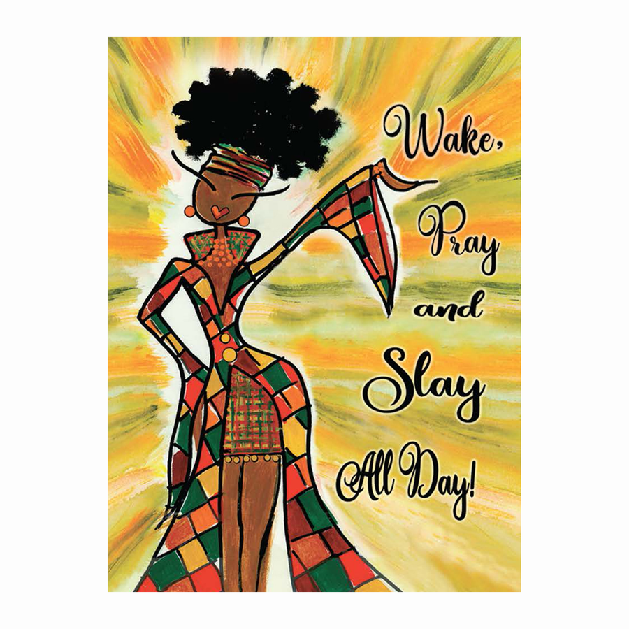 Wake Pray Slay All Day-Magnet-Kiwi McDowell-3.5x2.5 inches-Magnet-The Black Art Depot