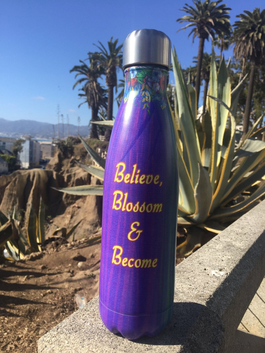 Believe, Blossom and Become: African American Stainless Steel Bottle by GBaby