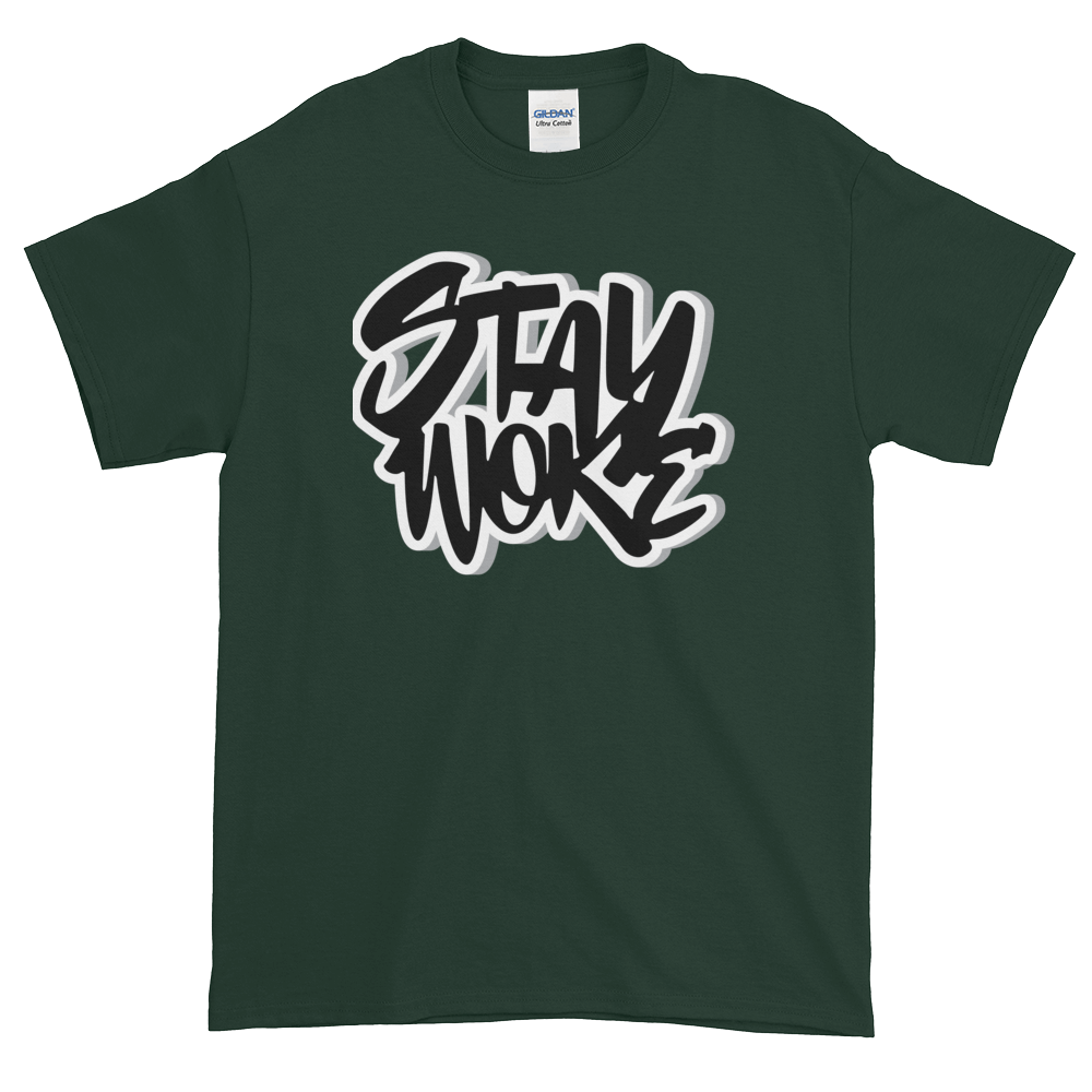 Stay Woke: African American Cultural T-Shirt by RBG Forever (Forest Green)