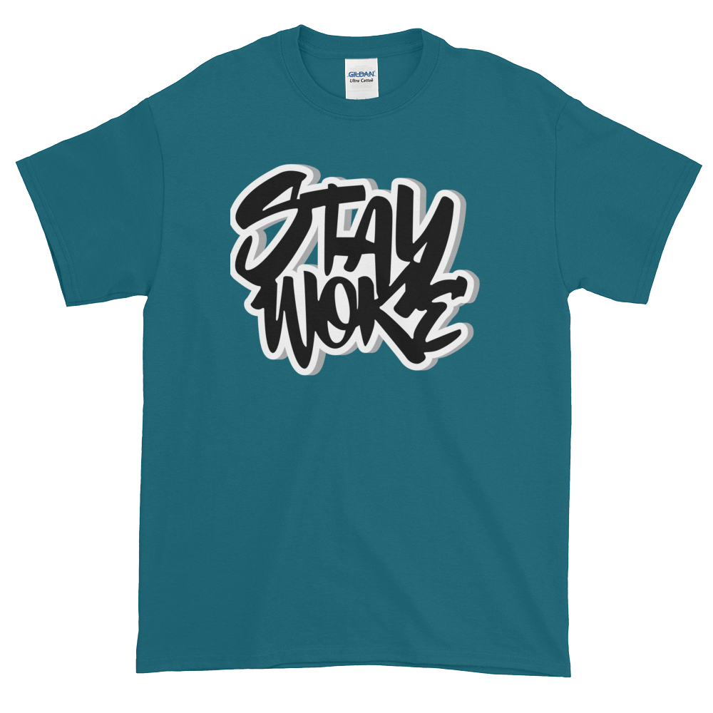 Stay Woke: African American Cultural T-Shirt by RBG Forever (Galapagos Blue)