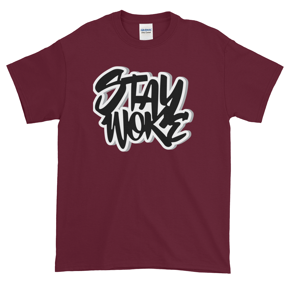 Stay Woke: African American Cultural T-Shirt by RBG Forever (Maroon)