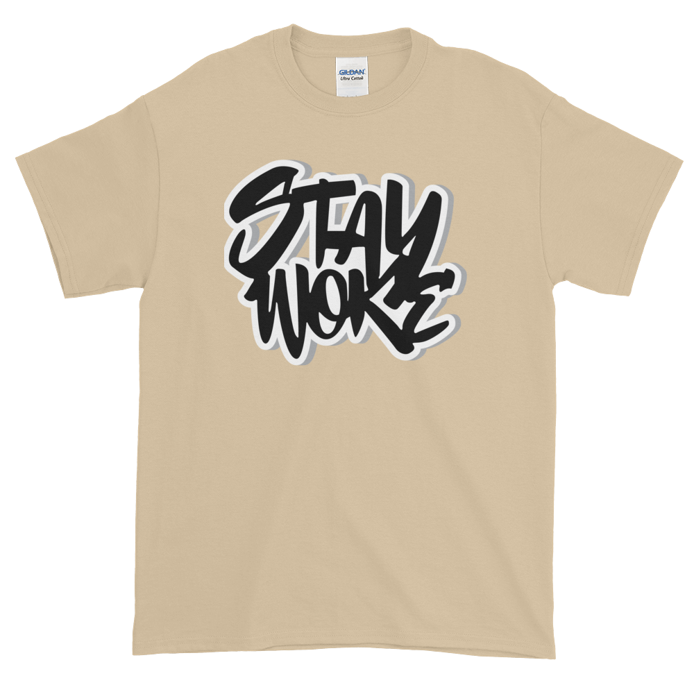 Stay Woke: African American Cultural T-Shirt by RBG Forever (Beige)