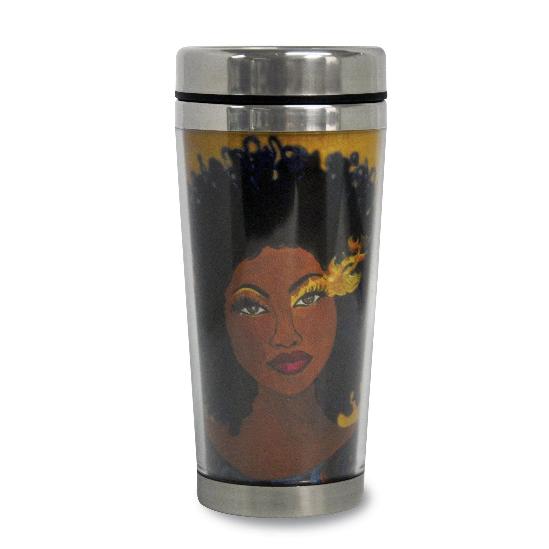 1 of 2: Be Fearless (Soul on Fire): African American Travel Mug by GBaby (Front)