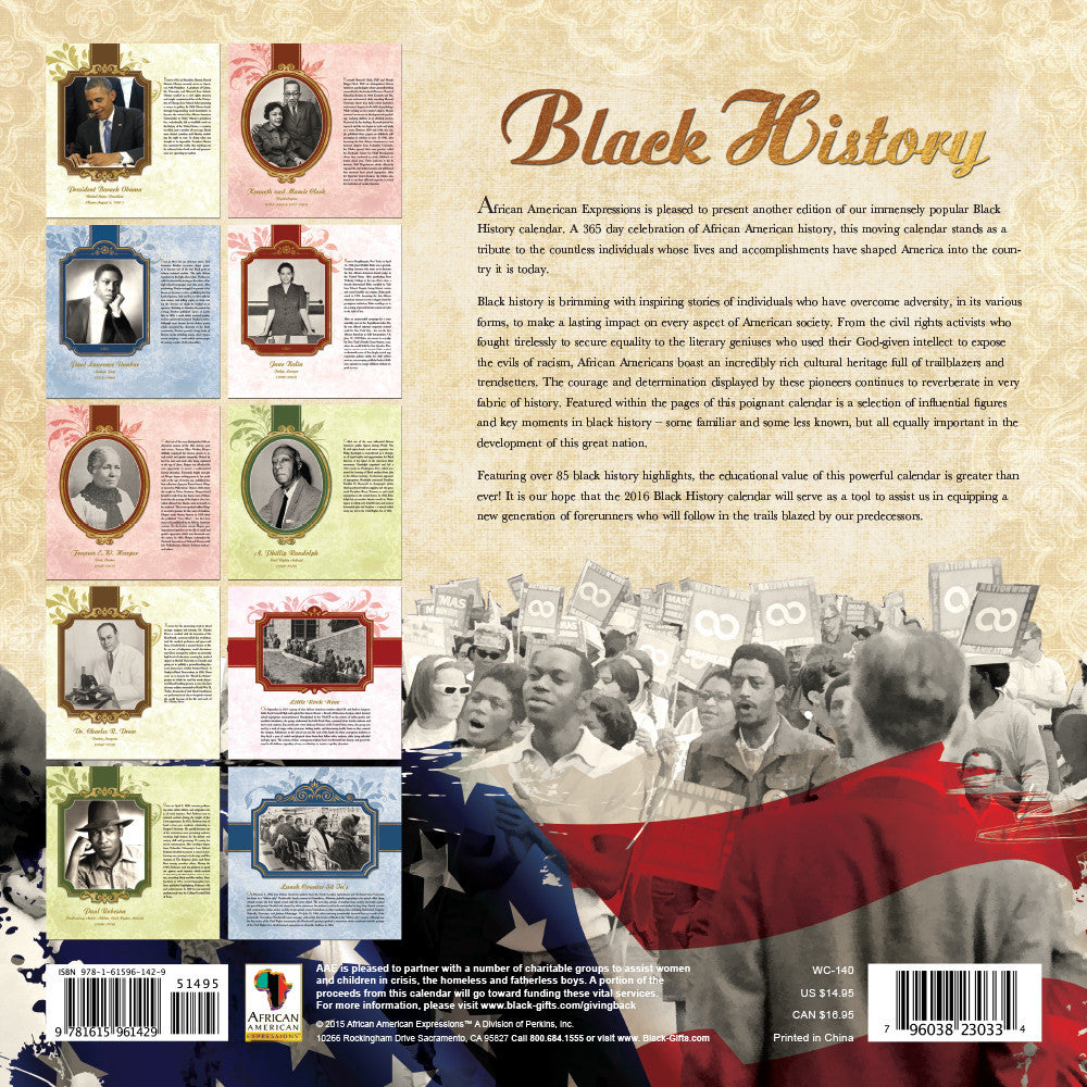 Black History: 2016 African American Calendar (Back)