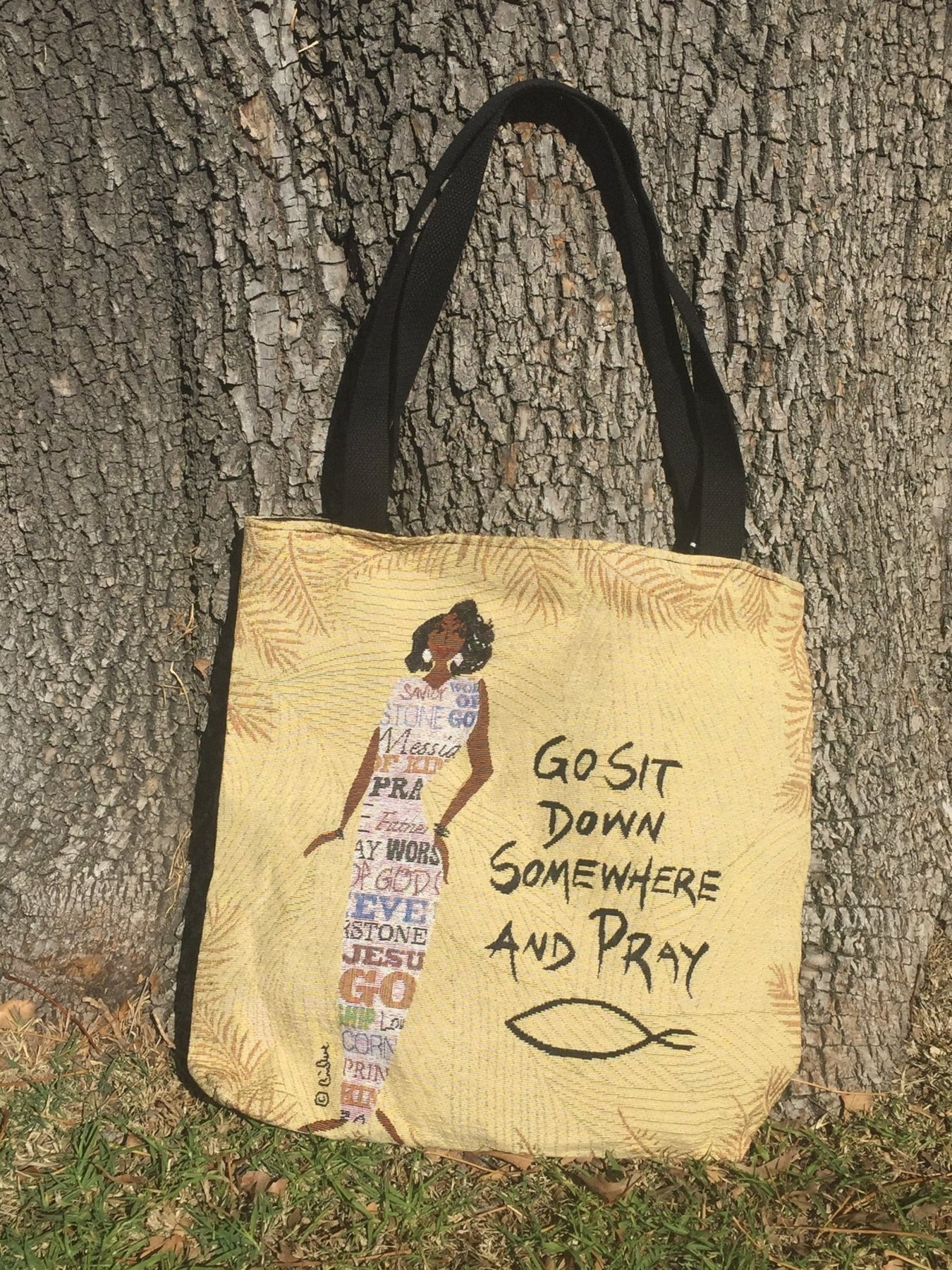 2 of 2: Go Sit Down Somewhere and Pray: African American Woven Tote Bag by Cidne Wallace