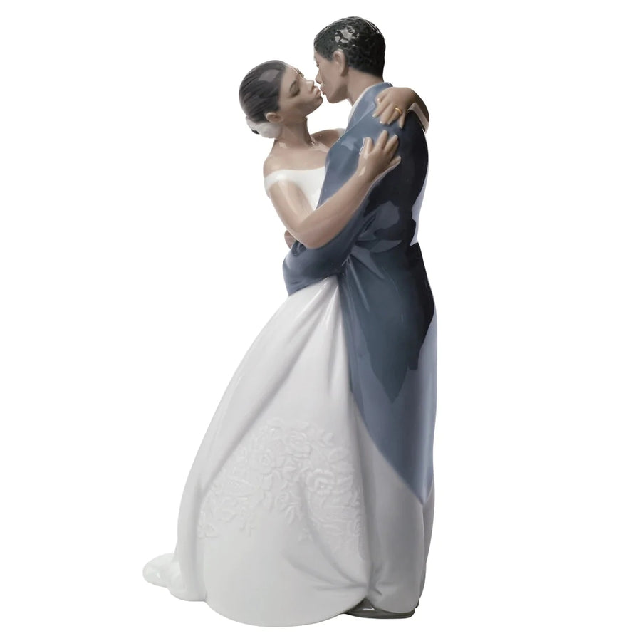 A Kiss Forever: African American Bride and Groom Porcelain Wedding Figurine