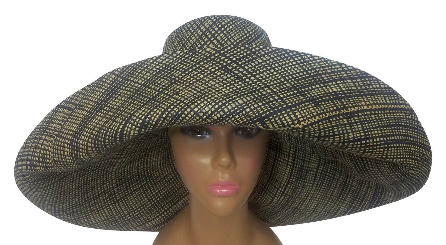 3 of 3: Yakini: Authentic Hand Woven Black and Natural Madagascar Big Brim Raffia Sun Hat