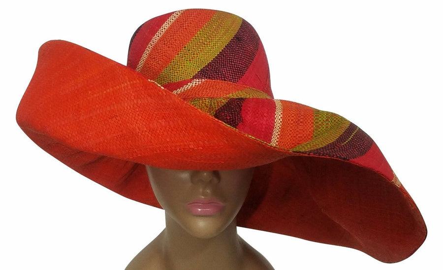Wacerra: Authentic Hand Made Multicolored Big Brim Raffia Sun Hat