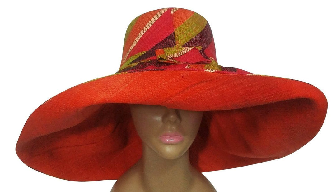 Wacerra: Authentic Hand Made Multicolored Big Brim Raffia Sun Hat