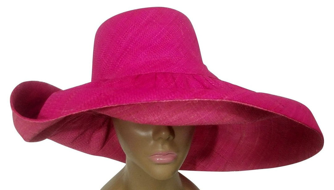 Wambui: Authentic Hand Woven Pink & Fuchsia Madagascar Big Brim Raffia Sun Hat