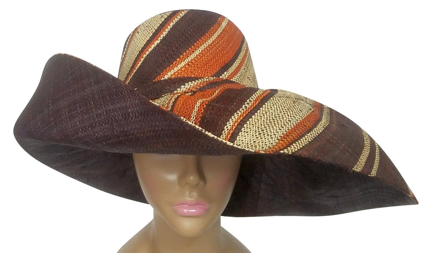 1 of 3: Wamuiru: Authentic Hand Woven Multicolored Big Brim Raffia Sun Hat