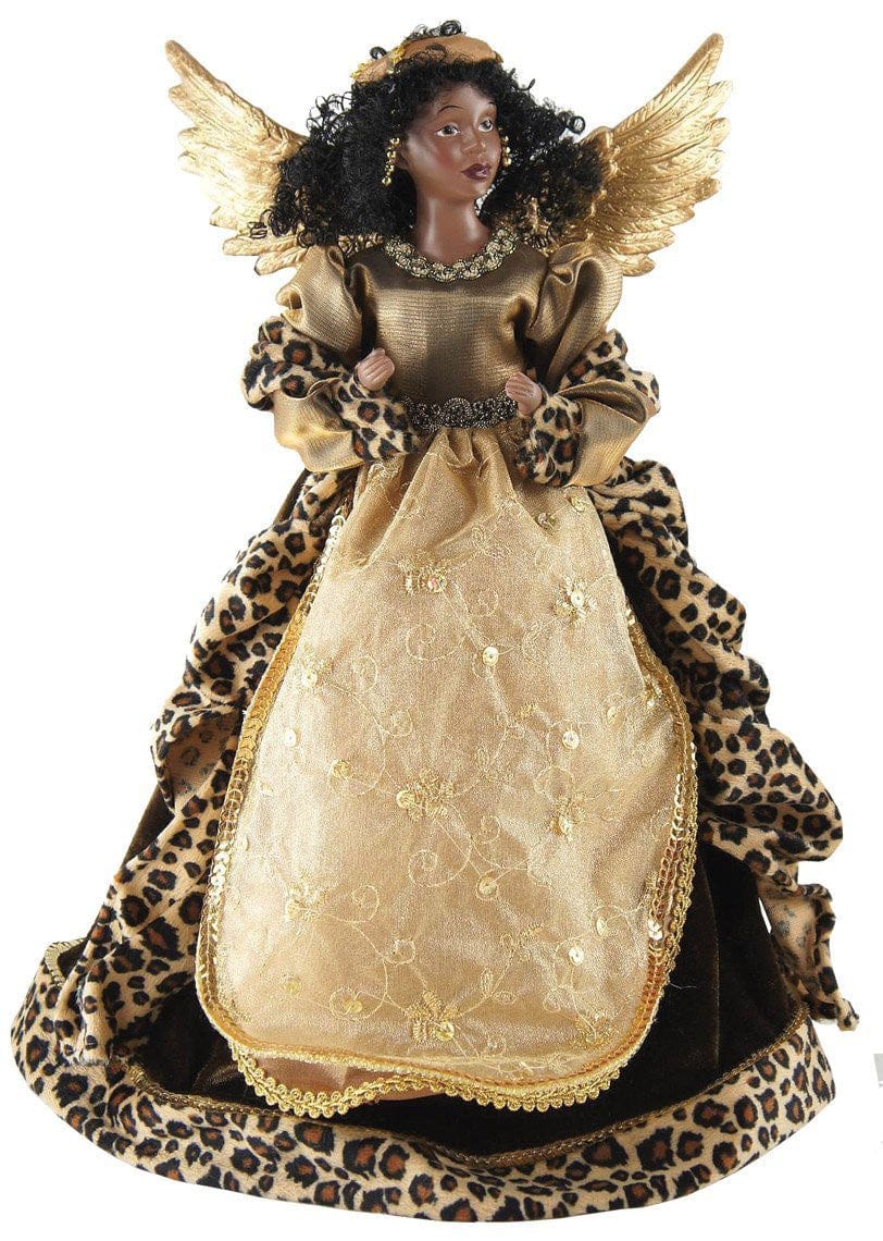 African American Leopard Angel Tree Topper (Black Christmas Decor