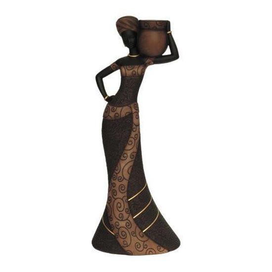 African Woman (Coffee): Essence of Africa Taper Candlestick Holder