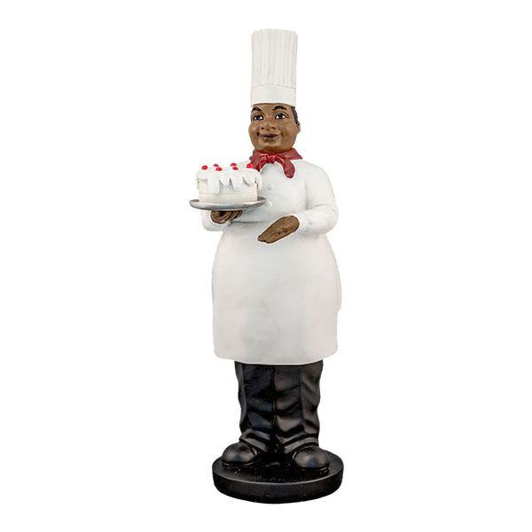 African American Pastry Chef with Cake Figurine