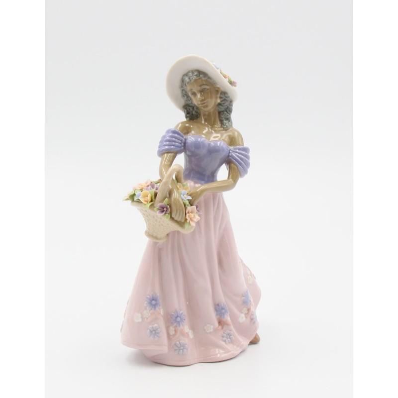 African American Flower Lady with Basket by Cosmos Gifts
