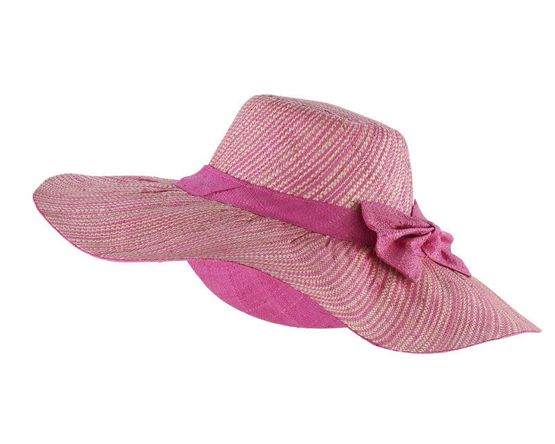 Ajwoba: Pink and Natural Floppy Raffia Hat