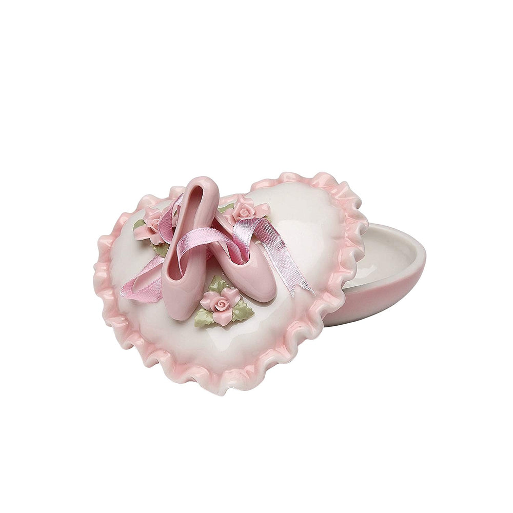 Ballerina Heart Shaped Porcelain Keepsake Box by Cosmos Gifts