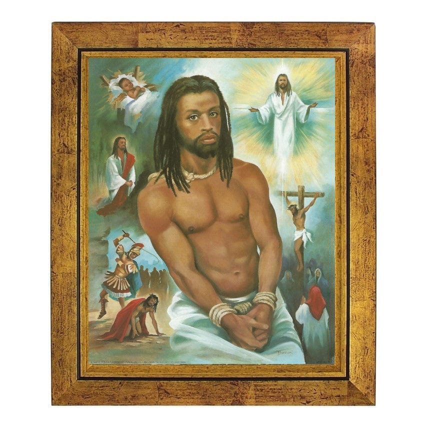 2 of 2: His Voyage: The Life of Jesus by Vincent Barzoni (Gold Frame)