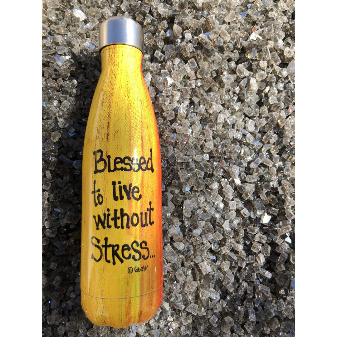 Blessed to Live Without Stress by Sylvia "Gbaby" Cohen: African American Stainless Steel Bottle 