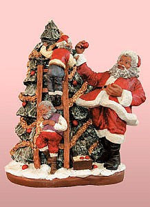 African American Santa Claus Trims The Tree Figurine