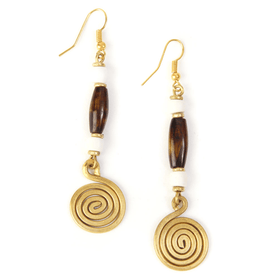 Authentic African Hand Made Kenyan Caramel Mocha Swirl Fishhook Earrings