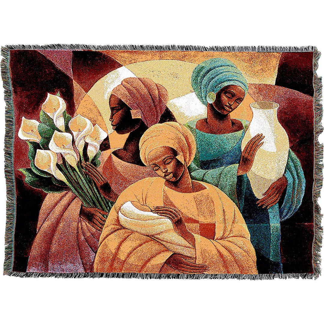 Caress by Keith Mallett: African American Tapestry Throw Blanket