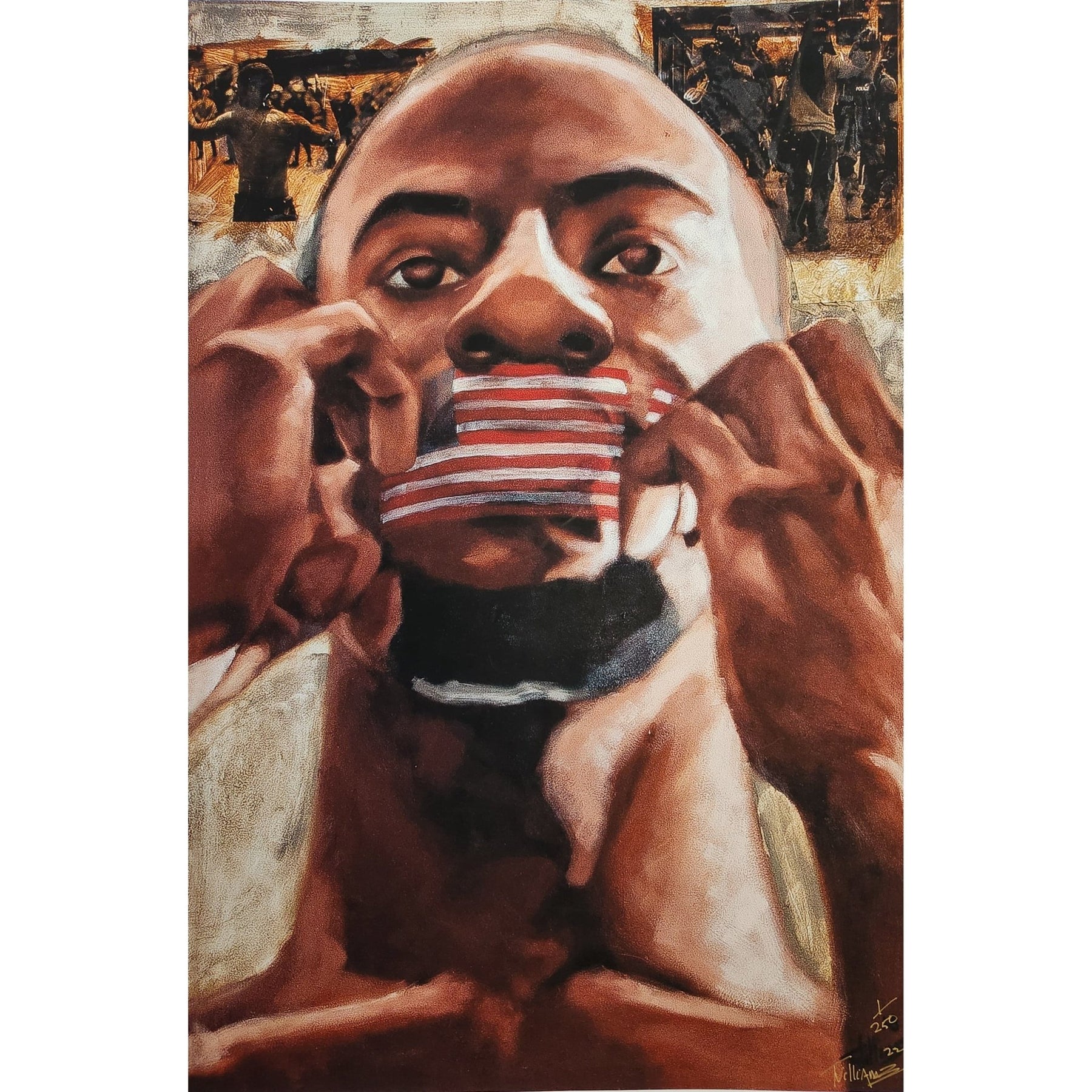 1 of 2: Censorship: No Voice-Art-Thomas Williams-29x20 inches-Giclee on Paper-The Black Art Depot