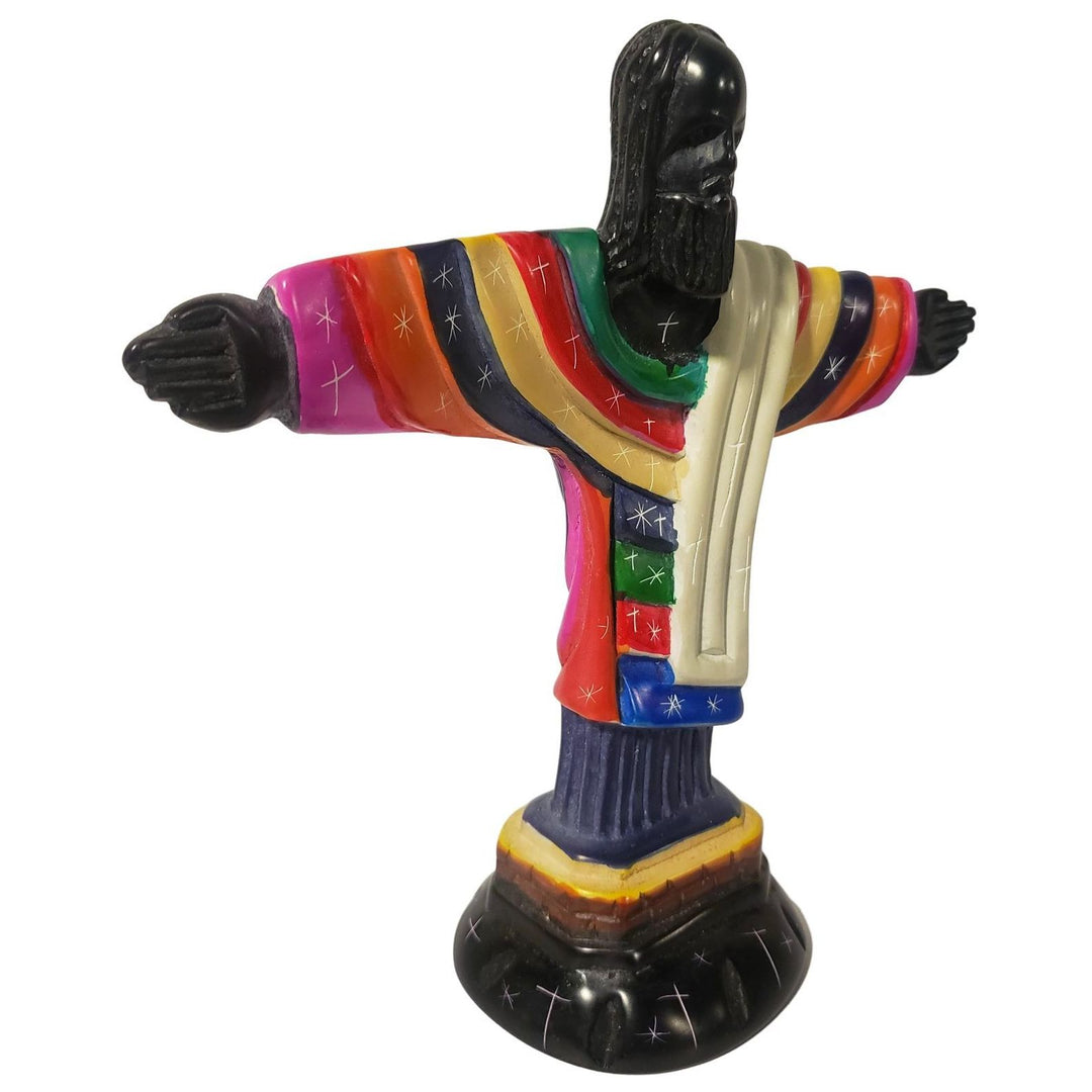 Colorful Jesus: Authentic Hand Carved Soapstone Sculpture (Black)