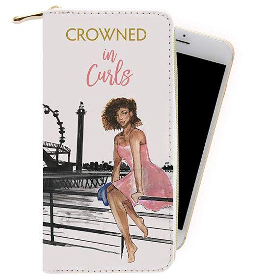 Crowned in Curls: African American Women's Wallet/Clutch by Nicholle Kobi