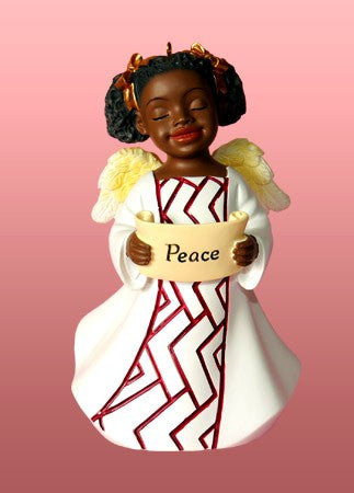 Peace (White): African American Christmas Ornament
