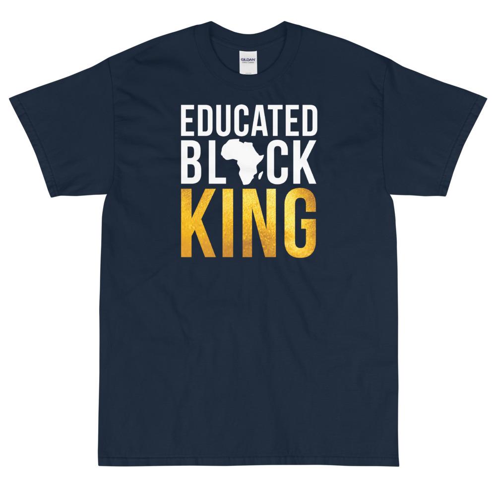 Educated Black King Short Sleeve Unisex T-Shirt-T-Shirt-RBG Forever-Small-Navy-The Black Art Depot