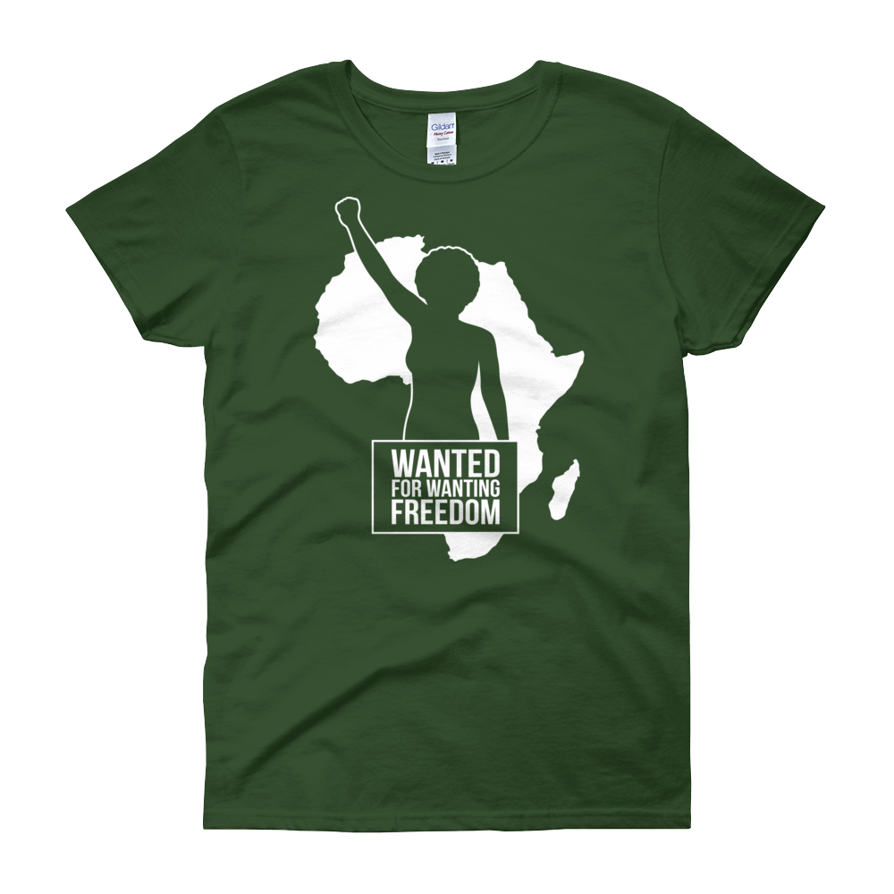 3 of 5: Wanted for Wanting Freedom Women's Short Sleeve T-Shirt (Green)