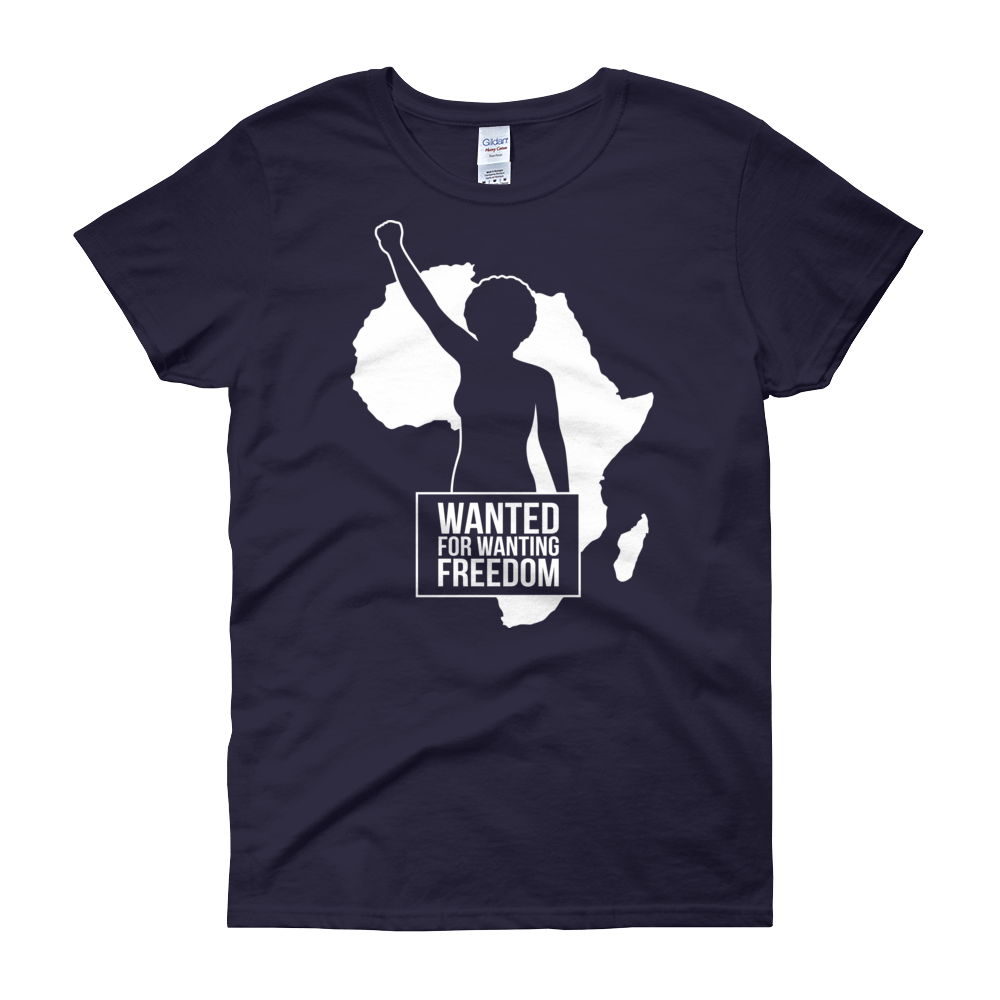 Wanted for Wanting Freedom Women's Short Sleeve T-Shirt (Navy)