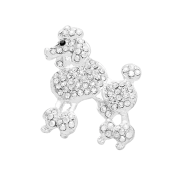 Sigma Gamma Rho Inspired French Poodle Rhinestone Brooch/Pin (Silver Tone)