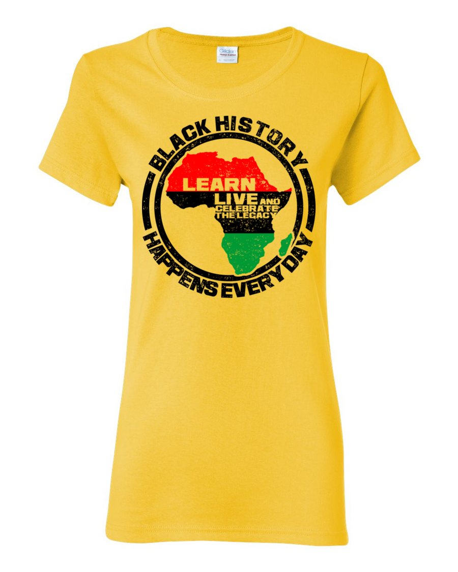 Black History Happens Everyday Women's T-Shirt by RBG Forever (Yellow)