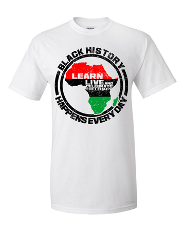 Black History Happens Everyday Short Sleeve Unisex T-Shirt-T-Shirt-RBG Forever-Small-White-The Black Art Depot