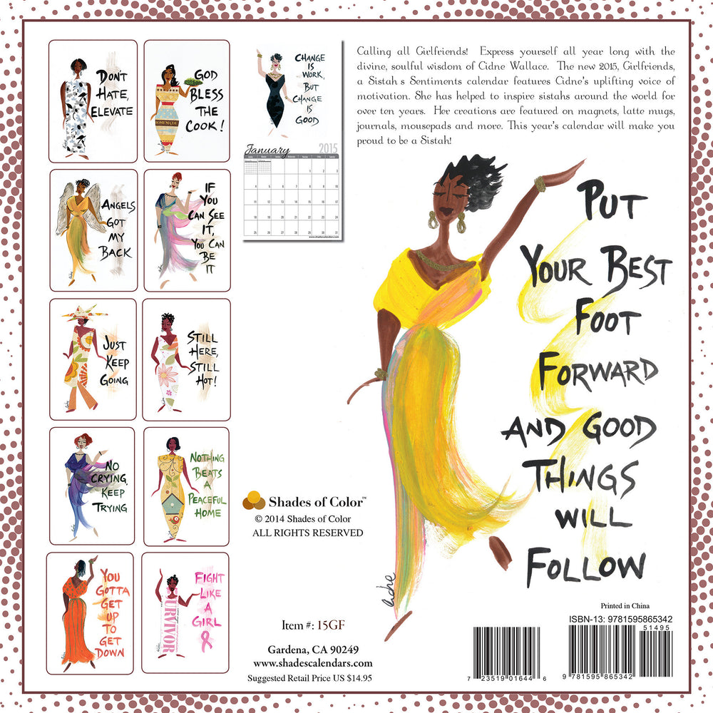 Girlfriends: The Art of Cidne Wallace 2015 African American Calendar (Back)